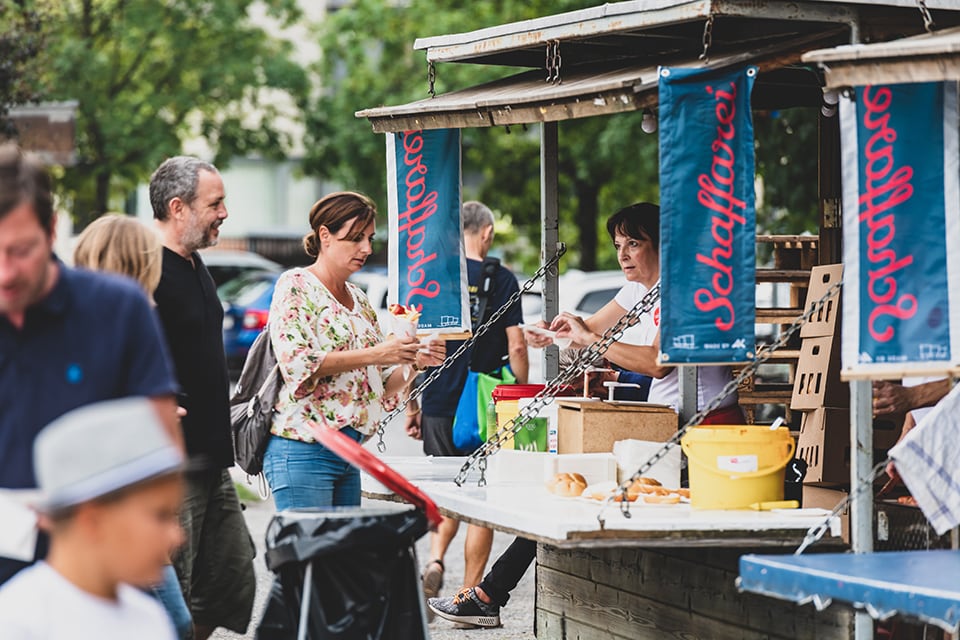 Kulinarisch wurden die Besucher des Schaffarei Festivals der AK Vorarlberg am Essensstand verwöhnt.