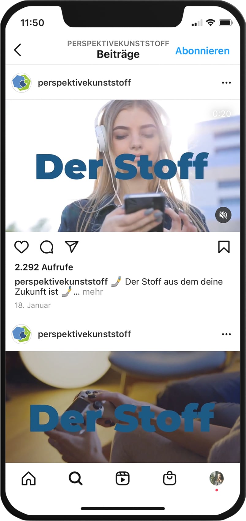 Video auf Instagram Feed